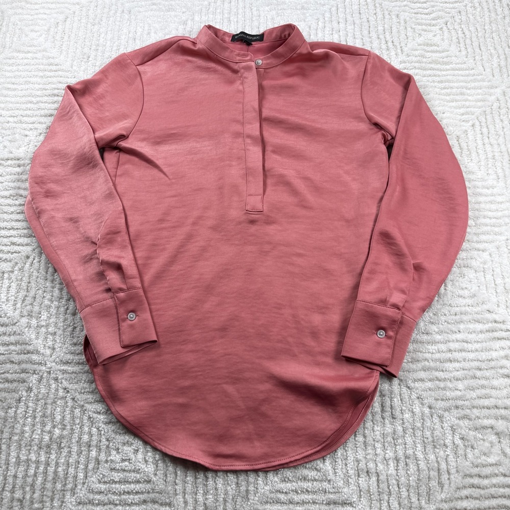 Banana Republic Tunic Blouse Womens XXS Pink Long Sleeve Minimalist Capsule